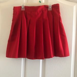 Red Pleated Skirt
